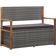 Storage Bench 110cm Polyratan and Solid Acacia Wood, Grey - Garden Bench