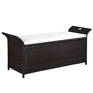 Storage Bench with Cushion 138cm Polyratan Brown - Garden Bench