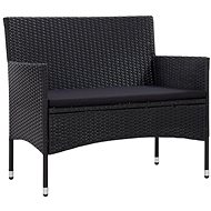 Garden Bench 103cm Polyratan Black - Garden Bench