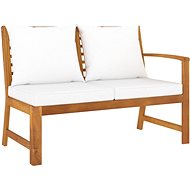 Garden Bench 114.5cm with a Creamy Pillow of Solid Acacia - Garden Bench