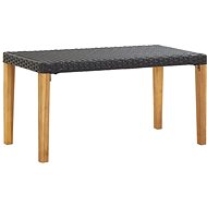 Garden Bench 120cm Black Polyrattan and Solid Acacia - Garden Bench