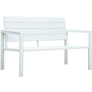 Garden Bench 120cm HDPE White Wooden Look - Garden Bench