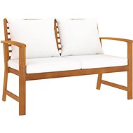 Garden Bench 120cm with a Creamy Pillow, Solid Acacia - Garden Bench