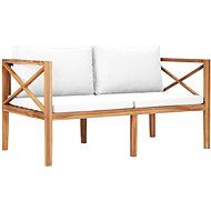 Garden Bench with Cream Cushions Solid Teak Wood - Garden Bench