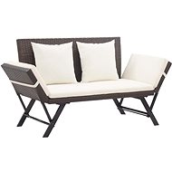 Garden Bench with Cushions 176cm Brown Polyrattan - Garden Bench
