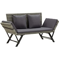 Garden Bench with Ccushions 176cm Grey Polyrattan - Garden Bench