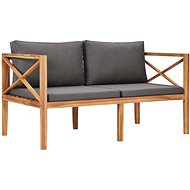 Garden Bench with Grey Cushions Solid Teak Wood - Garden Bench