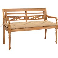 Batavia bench with beige cushion 150 cm solid teak 3062199 - Garden Bench