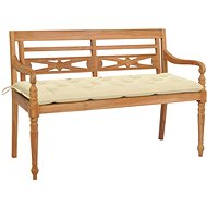 Batavia bench with creamy white cushion 150 cm solid teak 3062198 - Garden Bench
