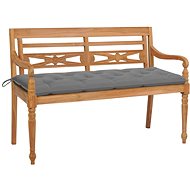 Batavia bench with gray cushion 150 cm solid teak 3062197 - Garden Bench