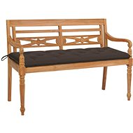 Batavia bench with taupe cushion 150 cm solid teak 3062204 - Garden Bench