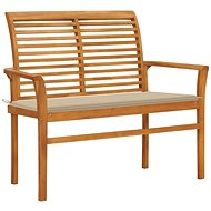 Garden bench with beige cushion 112 cm solid teak 3062652 - Garden Bench