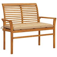 Garden bench with beige cushion 112 cm solid teak 3062667 - Garden Bench