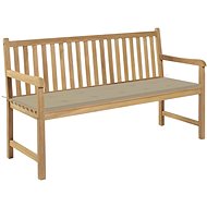 Garden Bench with Beige Cushion 150cm Solid Teak 3062706 - Garden Bench