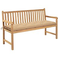 Garden Bench with Beige Cushion 150cm Solid Teak 3062721 - Garden Bench