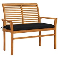 Garden bench with black cushion 112 cm solid teak 3062671 - Garden Bench