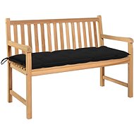 Garden Bench with Black Cushion 120cm Solid Teak 3062698 - Garden Bench