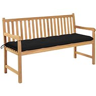 Garden Bench with Black Cushion 150cm Solid Teak 3062725 - Garden Bench