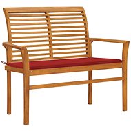 Garden bench with red cushion 112 cm solid teak 3062655 - Garden Bench