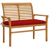 Garden bench with red cushion 112 cm solid teak 3062670 - Garden Bench