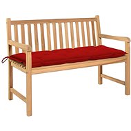 Garden Bench with Red Cushion 120cm Solid Teak 3062697 - Garden Bench
