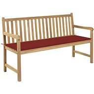 Garden Bench with Red Cushion 150cm Solid Teak 3062709 - Garden Bench