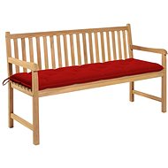 Garden Bench with Red Cushion 150cm Solid Teak 3062724 - Garden Bench