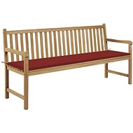 Garden bench with red cushion 175 cm solid teak 3062790 - Garden Bench