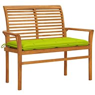 Garden bench with bright green cushion 112 cm solid teak 3062675 - Garden Bench