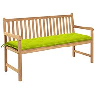 Garden Bench with Bright Green Cushion 150cm Solid Teak 3062729 - Garden Bench
