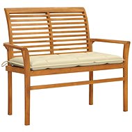 Garden bench with creamy white cushion 112 cm solid teak 3062666 - Garden Bench