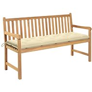Garden Bench with Creamy White Cushion 150cm Solid Teak 3062720 - Garden Bench