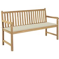 Garden Bench with Cream Cushion 150cm Solid Teak 3062705 - Garden Bench