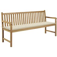 Garden Bench with Cream Cushion 175cm Solid Teak 3062786 - Garden Bench