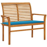 Garden bench with blue cushion 112 cm solid teak 3062653 - Garden Bench