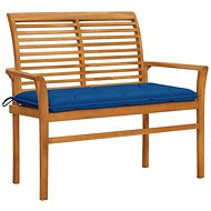 Garden bench with blue cushion 112 cm solid teak 3062674 - Garden Bench