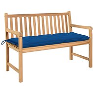 Garden Bench with Blue Cushion 120cm Solid Teak 3062701 - Garden Bench