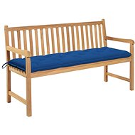 Garden Bench with Blue Cushion 150cm Solid Teak 3062728 - Garden Bench
