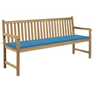 Garden Bench with Blue Cushion 175cm Solid Teak 3062788 - Garden Bench