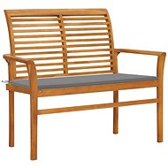 Garden bench with gray cushion 112 cm solid teak 3062650 - Garden Bench