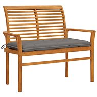 Garden bench with gray cushion 112 cm solid teak 3062665 - Garden Bench