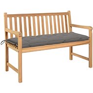 Garden Bench with Grey Cushion 120cm Solid Teak 3062692 - Garden Bench