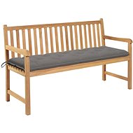 Garden Bench with Grey Cushion 150cm Solid Teak 3062719 - Garden Bench