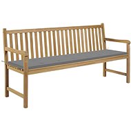Garden bench with gray cushion 175 cm solid teak 3062785 - Garden Bench