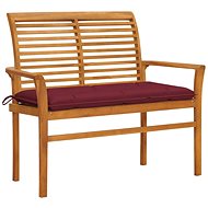 Garden bench with wine cushion 112 cm solid teak 3062673 - Garden Bench
