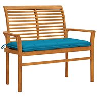 Garden bench with light blue cushion 112 cm solid teak 3062668 - Garden Bench