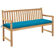 Garden Bench with Light Blue Cushion 150cm Solid Teak 3062722 - Garden Bench