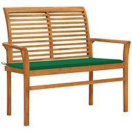 Garden bench with green cushion 112 cm solid teak 3062654 - Garden Bench