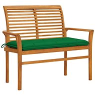 Garden bench with green cushion 112 cm solid teak 3062669 - Garden Bench