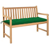 Garden Bench with Green Cushion 120cm Solid Teak 3062696 - Garden Bench